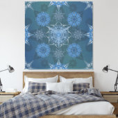 Hexa driehoeken yantra bloemblaadjes inscriptie canvas afdruk (Insitu (Slaapkamer))