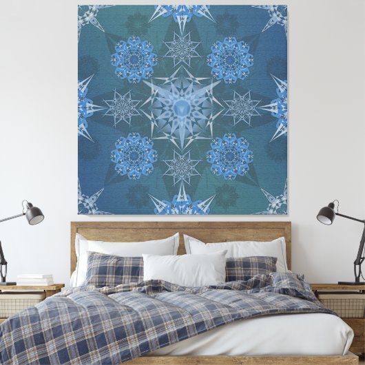 Hexa driehoeken yantra bloemblaadjes inscriptie canvas afdruk (Insitu (Slaapkamer))