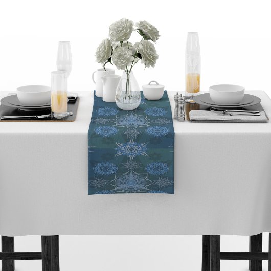 Hexa driehoeken yantra bloemblaadjes inscriptie lange tafelloper