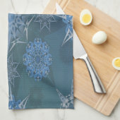 Hexa driehoeken yantra bloemblaadjes inscriptie theedoek (Quarter Fold)