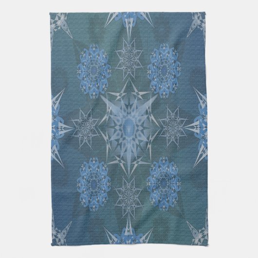 Hexa driehoeken yantra bloemblaadjes inscriptie theedoek (Verticaal)