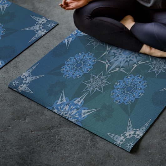 Hexa driehoeken yantra bloemblaadjes inscriptie yogamat