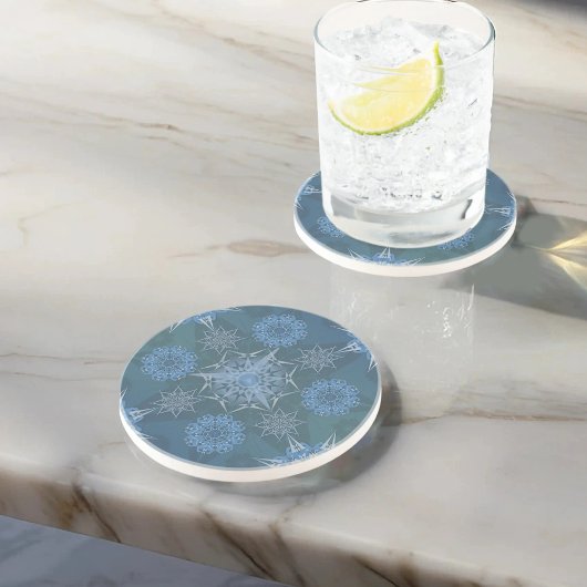 Hexa driehoeken yantra bloemblaadjes inscriptie zandsteen onderzetter