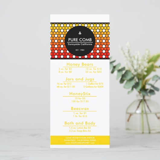 Hexa Honeycomb Imkerij Honing Bij Menu (Staand voorkant)