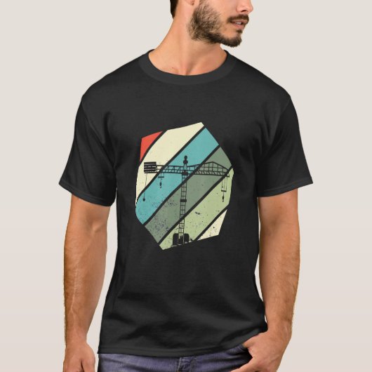 Hexa Retro Zware Apparatuur Operator Kraanmachinis T-shirt (Voorkant)