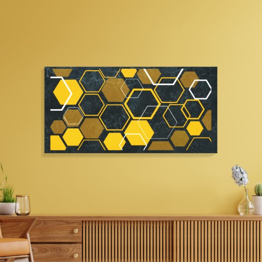 HexaFlux: futuristische hexagonale stroming Canvas Afdruk (Insitu (Woonkamer))