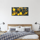 HexaFlux: futuristische hexagonale stroming Canvas Afdruk (Insitu (Slaapkamer))