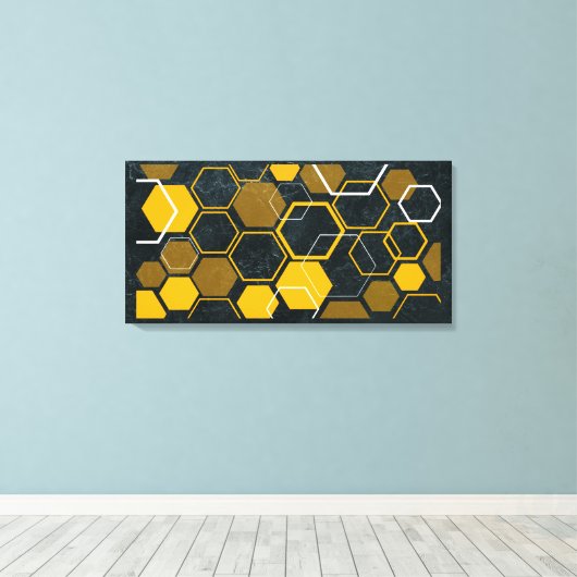 HexaFlux: futuristische hexagonale stroming Canvas Afdruk (Insitu (Houten vloer))