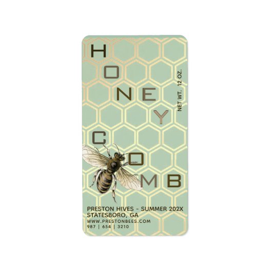 Hexagon 12oz Honey Comb Return-adreslabel Etiket (Voorkant)