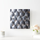 Hexagon 3D-effect - Metalen patroonstructuur Vierkante Klok (Huis)