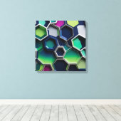 Hexagon abstract canvas afdruk (Insitu (Houten vloer))