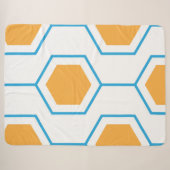 Hexagon abstract geometrical pattern in orange blu sherpa deken (Voorkant (horizontaal))