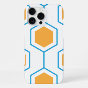 Hexagon abstract geometrisch patroon in oranje bla iPhone 16 pro max hoesje