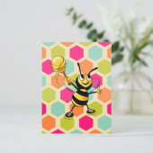 Hexagon Achtergrond met honingbijen Briefkaart (Staand voorkant)