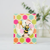 Hexagon Achtergrond met honingbijen Briefkaart (Staand voorkant)