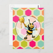 Hexagon Achtergrond met honingbijen Briefkaart (Voorkant / Achterkant)