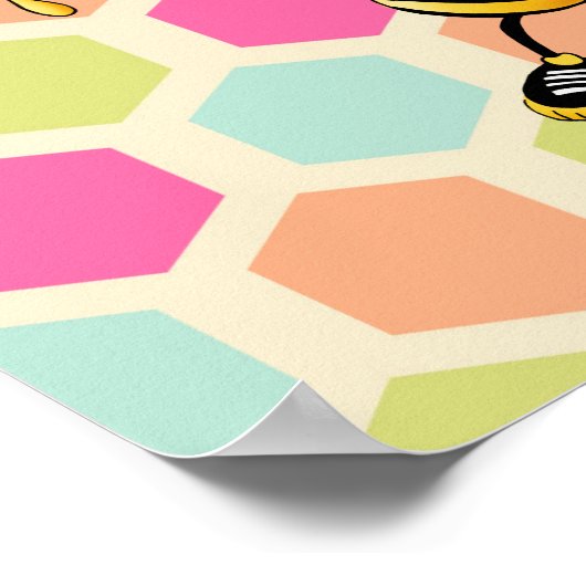 Hexagon Achtergrond met honingbijen Poster (Hoek)