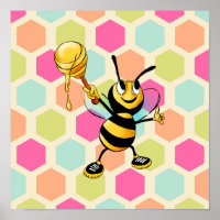 Hexagon Achtergrond met honingbijen