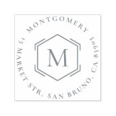 Hexagon | Achternaam Initiaal Rond retouradres Zelfinktende Stempel (Design)