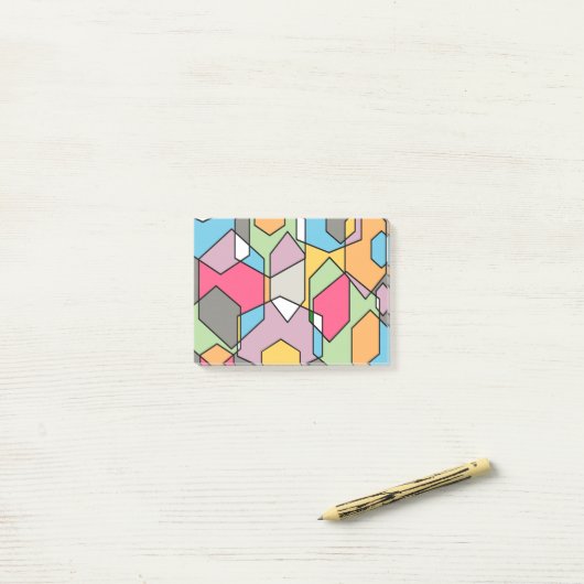Hexagon Bauhaus - Pastels Post-it® Notes (Op bureau)