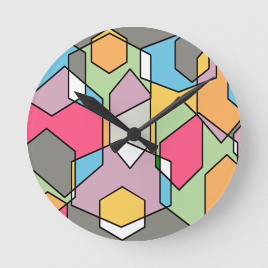 Hexagon Bauhaus - Pastels Ronde Klok (Voorkant)