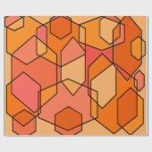 Hexagon Bauhaus - Sinaasappel Cadeaupapier (Vlak)