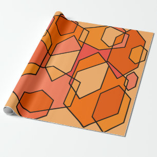 Hexagon Bauhaus - Sinaasappel Cadeaupapier