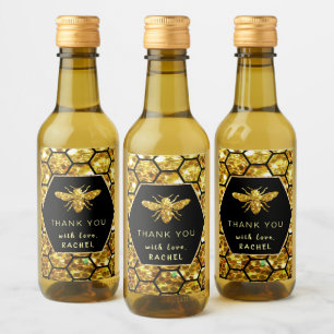 hexagon bije bedankt wijn etiket