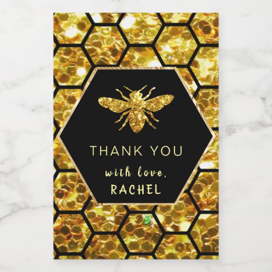 hexagon bije bedankt wijn etiket (Enkel label)