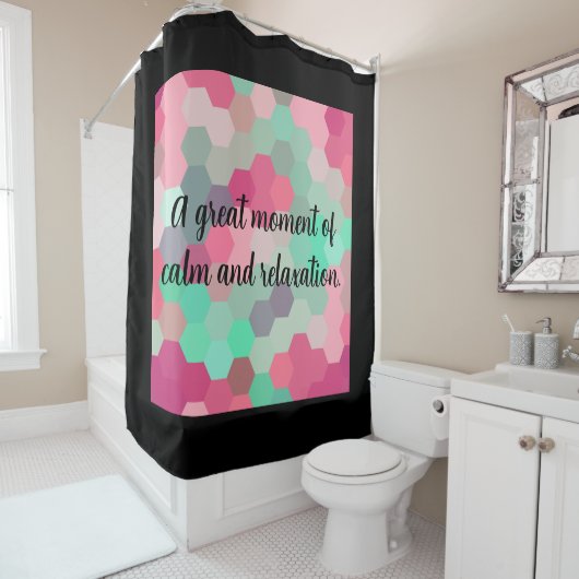 Hexagon black douchegordijn (In situ)