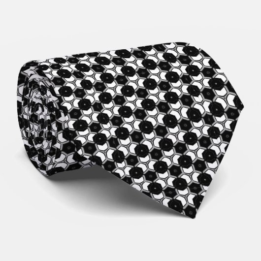 Hexagon Black & White Pattern Mode stropdas (Opgerold)