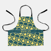 Hexagon Blauw Geel Minimaal Patroon Schort (Voorkant)