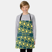 Hexagon Blauw Geel Minimaal Patroon Schort (Gedragen)