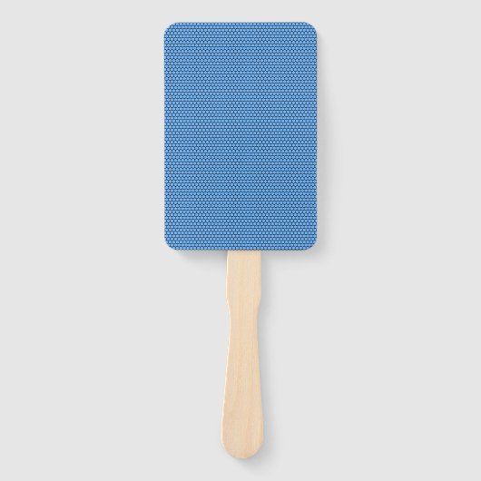 Hexagon blauw zwart patroon handwaaier (Voorkant)