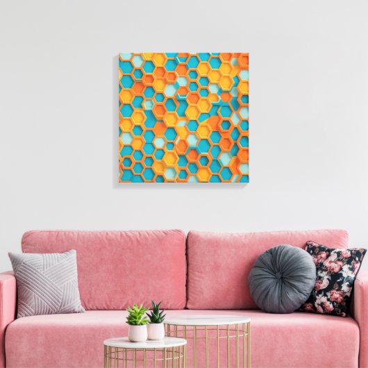 Hexagon Canvas Afdruk (Insitu (Woonkamer))