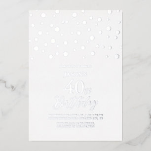 Hexagon Confetti Adult Milestone Birthday Party fo Folie Uitnodiging