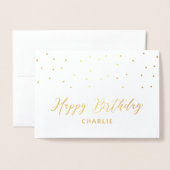 Hexagon Confetti Stylish Custom Happy Birthday Foi Folie Kaarten (Voorkant met envelop)