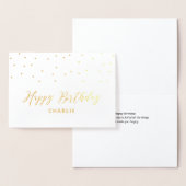 Hexagon Confetti Stylish Custom Happy Birthday Foi Folie Kaarten (Display)