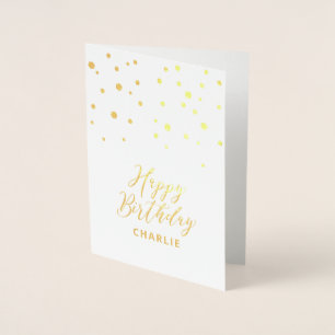Hexagon Confetti Stylish Custom Happy Birthday Folie Kaarten