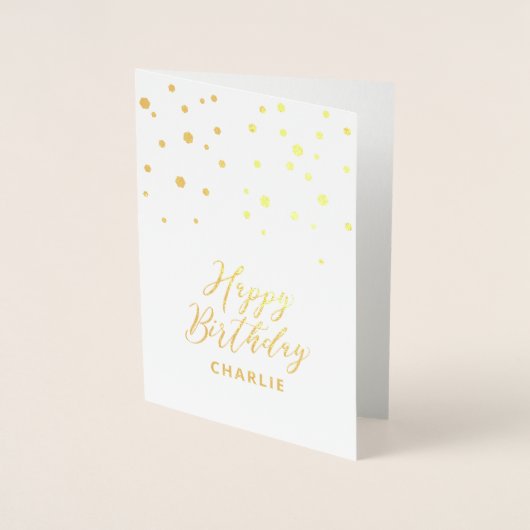 Hexagon Confetti Stylish Custom Happy Birthday Folie Kaarten (Voorkant)