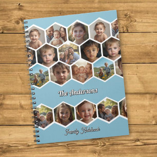 Hexagon Familie Foto Collage Notitieboek