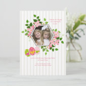 Hexagon Floral Foto Paas Kaart (Staand voorkant)
