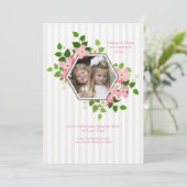 Hexagon Floral Photo Invitation Kaart (Staand voorkant)