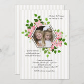 Hexagon Floral Photo Invitation Kaart (Voorkant / Achterkant)
