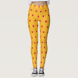 Hexagon Geel Roze Minimaal Patroon Leggings