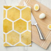 Hexagon gele honingraat keukenhanddoeken (Quarter Fold)