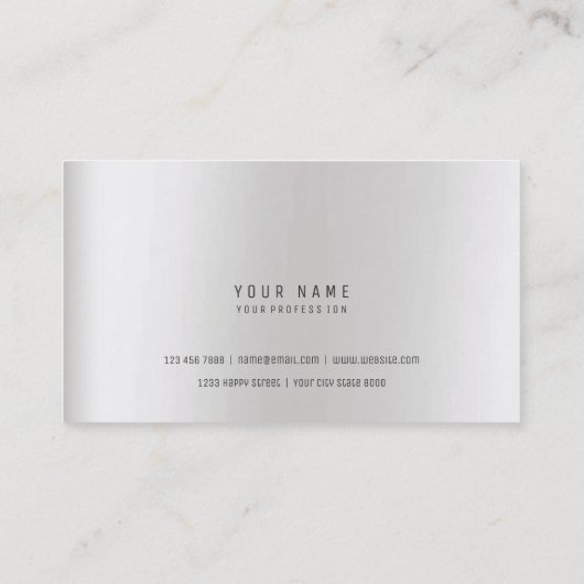 Hexagon Geometical Metallic Marble Silver Grey Visitekaartje (Achterkant)