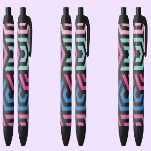 Hexagon Geometric Pattern Zwarte Inkt Pen