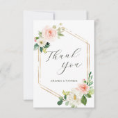 Hexagon Gold Lijst Blush Pink Floral bedankt (Voorkant)