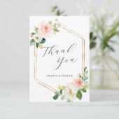 Hexagon Gold Lijst Blush Pink Floral bedankt (Staand voorkant)
